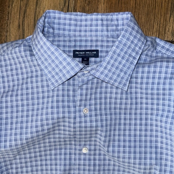 Peter Millar Crown Crafted Flex Finish Excursionist Cotton Shirt Chambray Blue - Picture 9 of 15